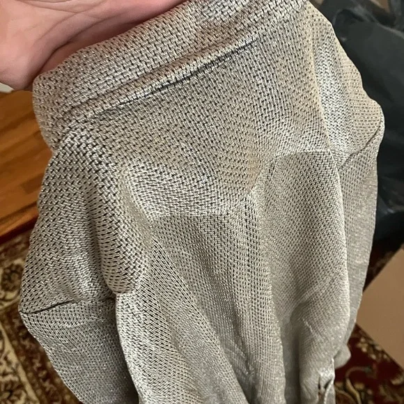 19 left vintage shirt Dresses-small-XL-golden beige with glitter like design. - Picture 6 of 12